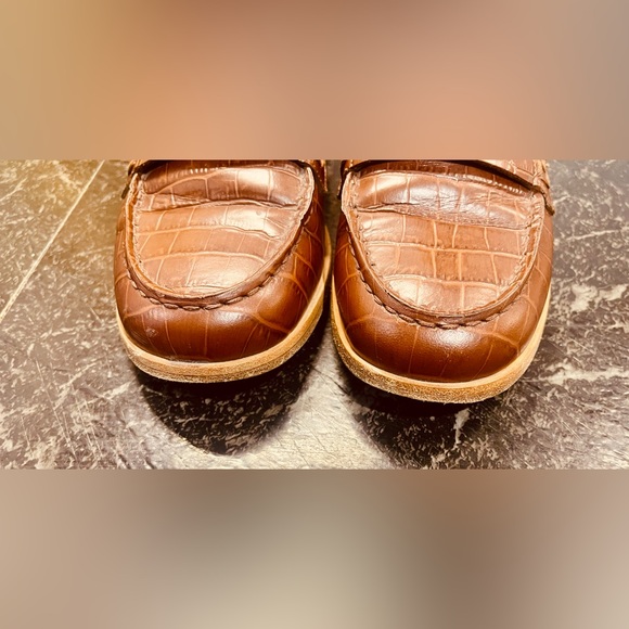Jenni Kayne Brown Croc-Embossed Loafers - Picture 10 of 11